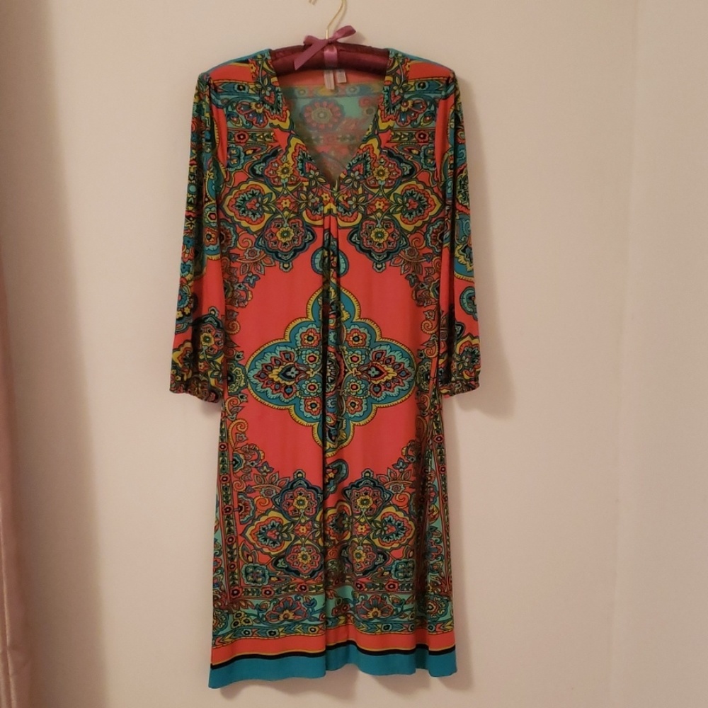 Madison orange & green dress with sequins Size S